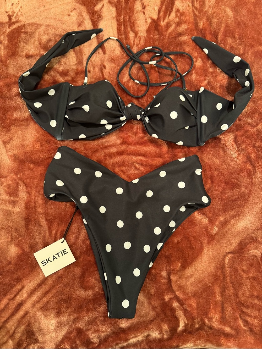 Skatie Black and White Polka Dot Bikini Set